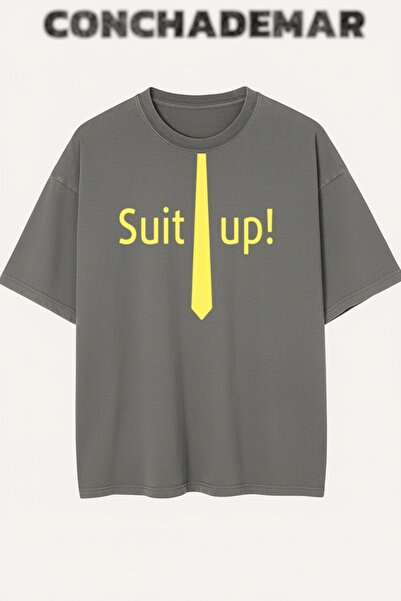 Vordevia Tricou din bumbac premium supradimensionat cu imprimeu Suit Up Barney