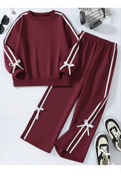 DOCE ELEGANTE Girls' Bow-Detailed Tracksuit Set, Ages 3-14