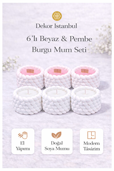 Dekor İstanbul 6’lı Mum Seti – El Yapımı Doğal Soya Mum, Modern Dekoratif Mum...