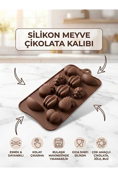 LOVYCO قالب سيليكون على شكل فواكه مكون من 12 قطعة - مناسب لصنع الشوكولاتة وال...