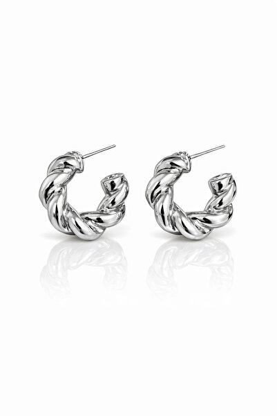 naaksesuar Vintage Inspired Twist Hoop Earrings Silver Color