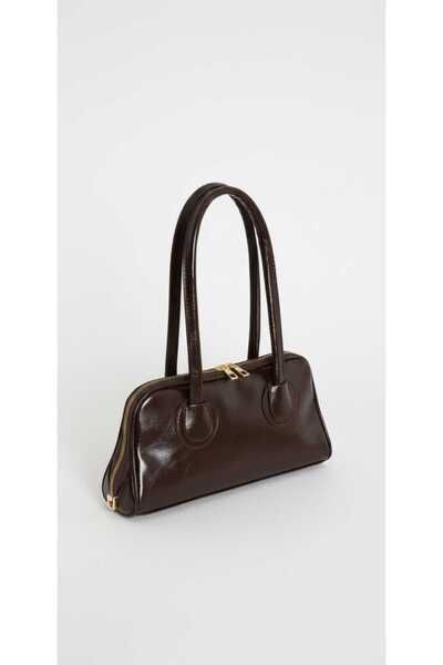 NİRELVA حقيبة يد وكتف نسائية سوداء من روي ذات مقبض طويل