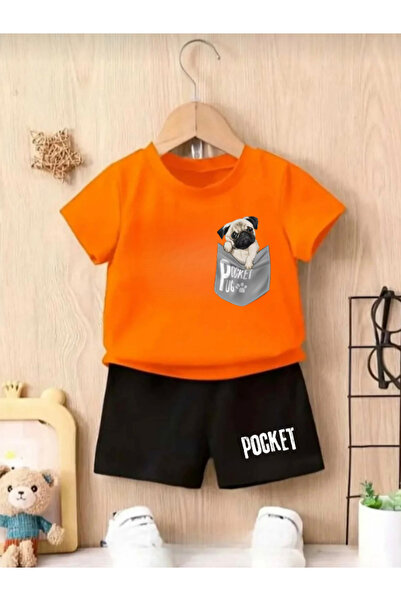 DOCE ELEGANTE Летен детски комплект с принт на куче в джобче