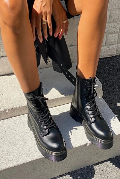 Bella Stride Su Geçirmez Yandan Dikişli Fermuarlı Kalın Tabanlı Bağcıklı Süet...