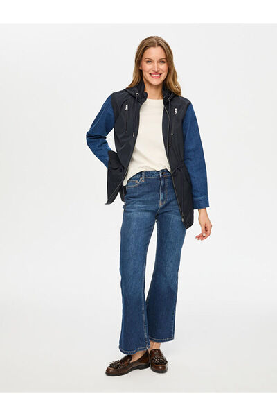 Faik Sönmez Jean Kumaş Garnili Beli Tünelli Trençkot S26TNC003