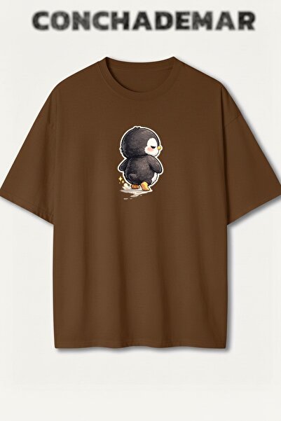 Vordevia Penguin Printed Premium Oversize Cotton T-Shirt