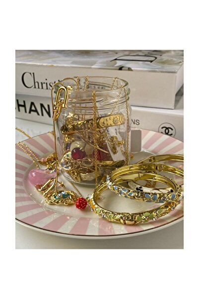 deluxe takı ve giyim Çelik Takı kavanozu 5 üründen oluşan özel set her kavano...