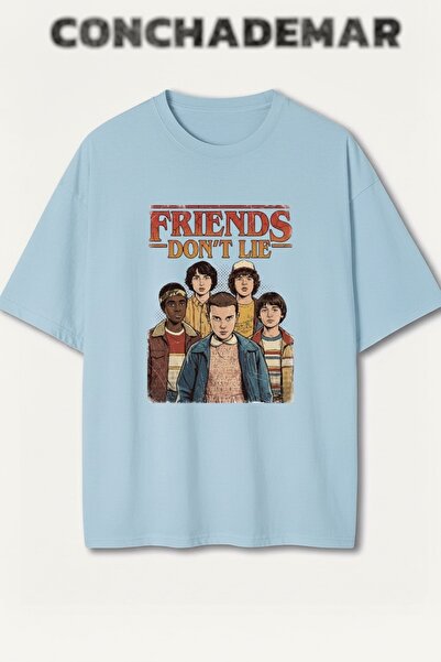 Vordevia Stranger Things Friends Dont Lie Printed Premium Oversize Cotton T-S...