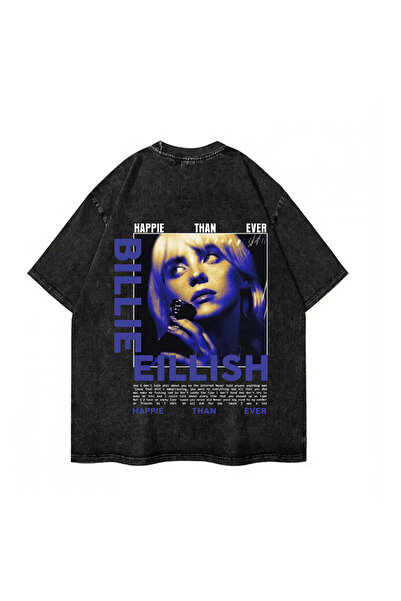 Le Savu Washed Billie Eilish Printed Unisex Oversize Vintage T-Shirt