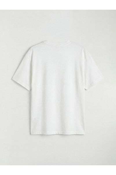 LC Waikiki Ecru guler rotund cu imprimeu Tricou și pantaloni pentru fete