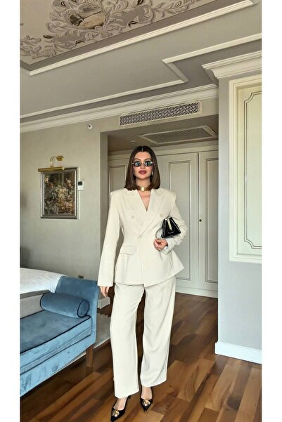 moda gk Women's Double Design Blazer Jacket Pants Set