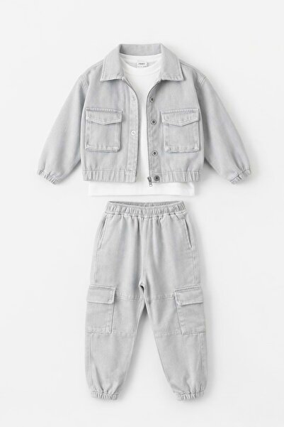 Lolliboomkids Set de 3 piese pentru băieți, blugi cu buzunare cu burduf, blug...