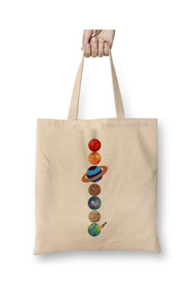Toyaso Planets Colour Renki Gezegenler Geantă de cumpărături din pânză albă c...