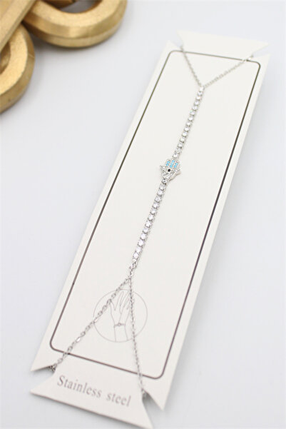 toyigoo يد فاطمة المريلة المرصعة بالأحجار - فضية