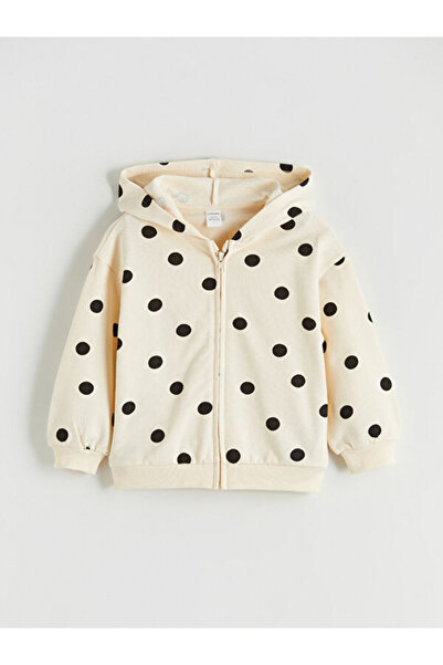 LC Waikiki Rmz Gi̇yi̇m Farkiyla Hooded Polka Dot Girls' Cardigan