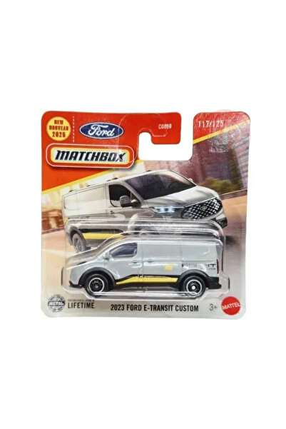 Matchbox Car, Ford E-Transit Custom 2023, Gray, Scale 1:64