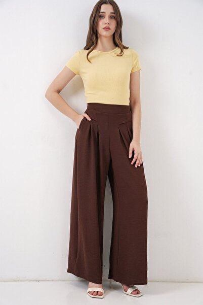 COjans Wide Leg Pleated Trousers 6718 - Brown