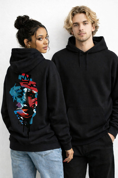 Infire clothing سويت شيرت بقلنسوة مطبوع عليه 100% قطن مقاس كبير للجنسين