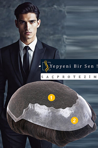 SP sacprotezim yepyeni bir sen Protez Saç Q6 Renk 1B 7X9 Ince Telli Her Yöne ...