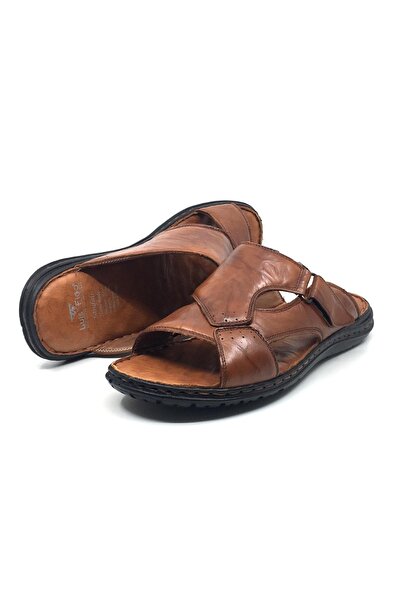 Luis Figo 100% Genuine Leather Daily Orthopedic Men's Large Size Velcro Slipp...