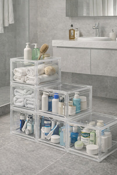 Metsar Home 10 Pieces Bathroom Organizer, Stackable Bathroom Cabinet