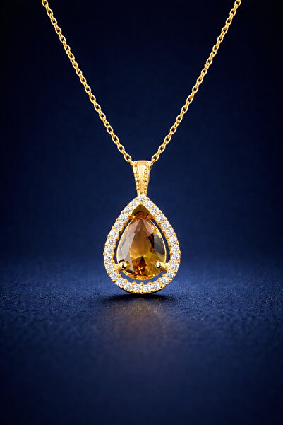 KAR DİAMOND 14 Ayar Altın Zincirli Zultanit Damla Taşlı Kolye Renk Değiştiren...