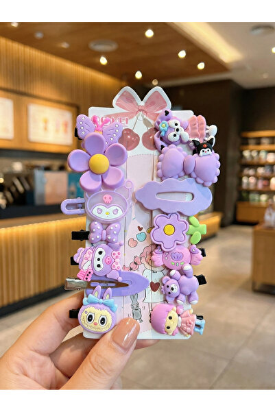 BATU GİYİM Set de 14 agrafe de păr maro pentru copii Lila, cu agrafe pentru b...