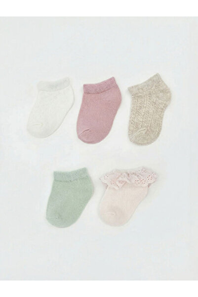 LC Waikiki RMZ GİYİM FARKIYA جوارب بناتي منقوشة للأطفال، عبوة من 5 قطع