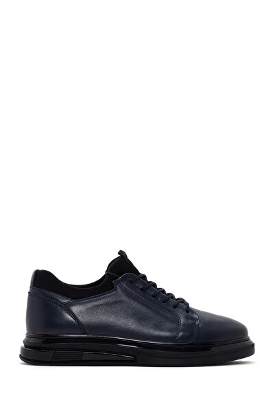 Derimod Men's Navy Blue Lace-Up Thick Sole Leather Sneaker 26Sfd674518