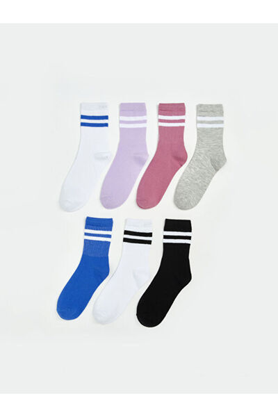 LC Waikiki Rmz Gi̇yi̇m Farkiyla Striped Girls' Socks 7-Pack