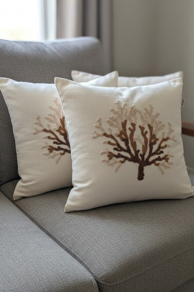 homytextiles Modern Design Punch Embroidered Decorative 2-Piece Throw Pillow ...