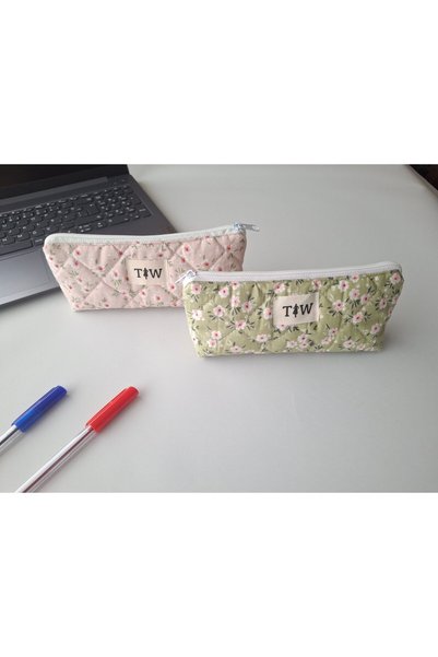 TALL WAY Pink Floral Patterned 2-Piece Set Pen Holder-Single Compartment