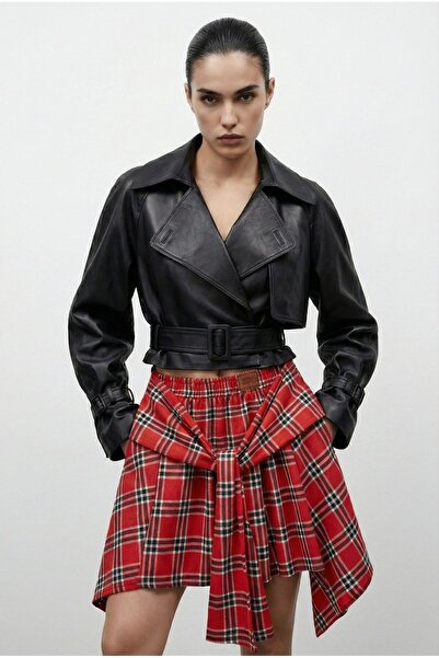 Friday Mood تنورة نسائية منقوشة بتفاصيل مربوطة