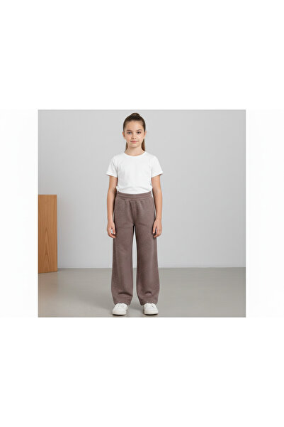 CUBBUX Pantaloni de fete cu picior larg, din material textil, cu 2 fire și ta...