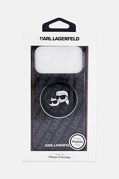 Karl Lagerfeld جراب هاتف آيفون 17 برو ماكس ماج سيف بتصميم رأس شوبيت، أسود