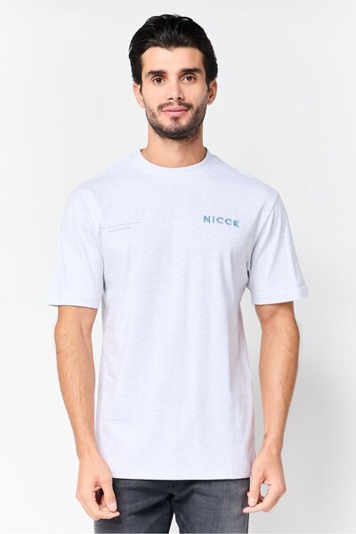Nicce Men Crew Neck Short Sleeve Embroidered Logo T-Shirt, Grey