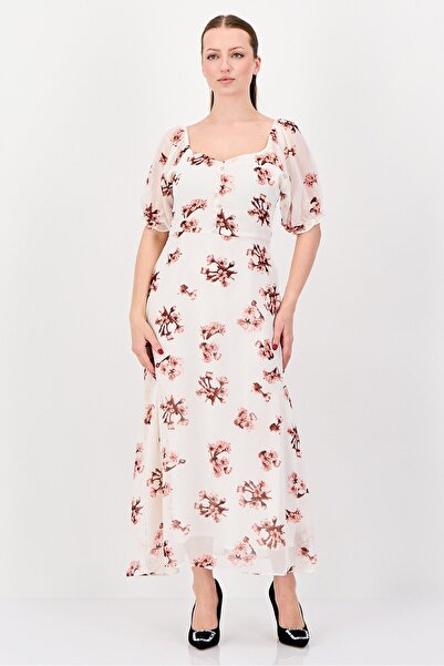 freesoul Women Ruffle Sleeve Floral Print Maxi Dress, Multicolor