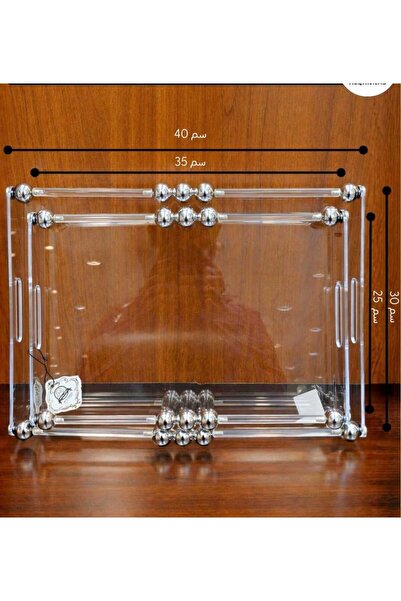 Generic Acrylic serving tray set (2 pieces) with chrome metal rollers.