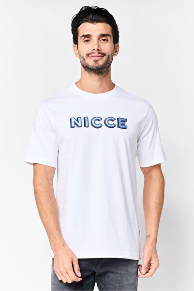 Nicce Men Crew Neck Short Sleeve Embroidered Logo T-Shirt, White