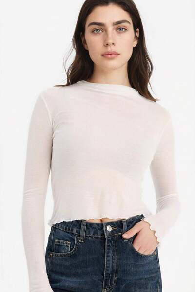 DeFacto Εφαρμοστό μακρυμάνικο μπλουζάκι με μισό ζιβάγκο G8122AX26SP