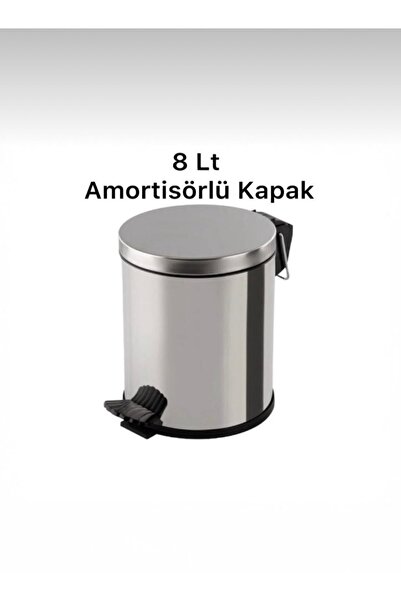 UMBEX PLUS UMBEX 8 Litre Krom Metal Paslanmaz Çöp Kovası Çöp Kutusu Pedallı A...