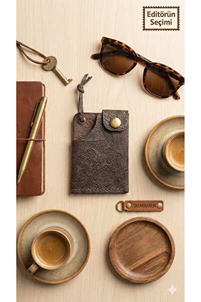 ALWAYS LEATHER El Yapımı Dana Derisi Kartlık Cüzdan | Kabartma Desen | Unisex
