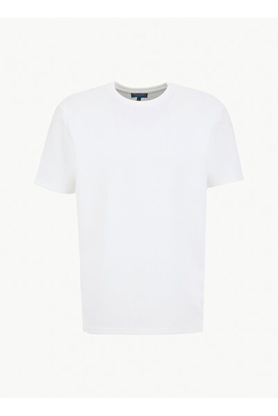 Discovery Expedition D6SM-TST3804 Beyaz Bisiklet Yaka Rahat Düz Erkek T-Shirt