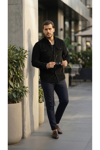 JANES Men's Velvet Patterned Cotton Shirt