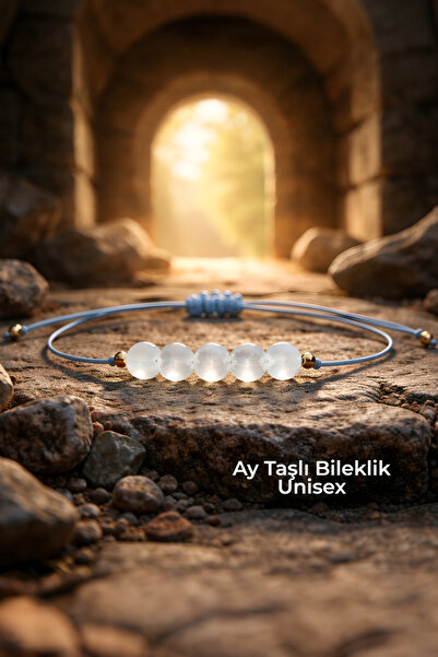 NBS Beautiful Naturel Stones Moonstone Real Unisex Natural Stone Blue Stringe...