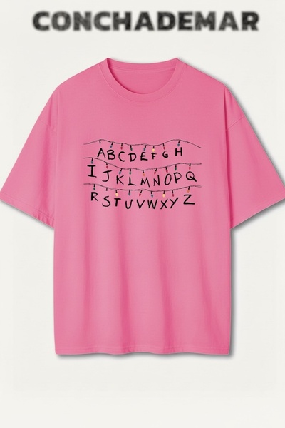 Vordevia Stranger Things Lights Printed Premium Oversize Cotton T-Shirt