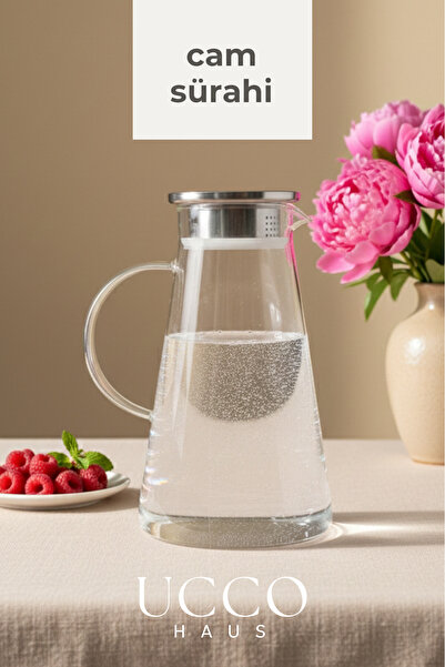 UCCO 1800 ml Premium Borosilikat Cam Sürahi Vakum Kapaklı Modern Pinterest Ka...