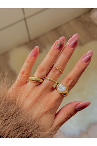 YOUES JEWELRY مجموعة من 4 خواتم فولاذية للنساء