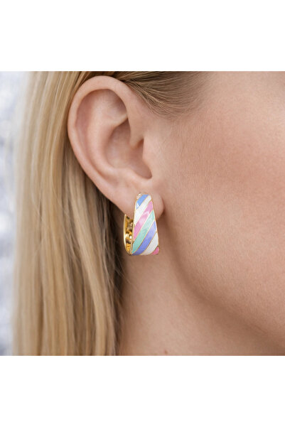 naaksesuar Colorful Enamel Plated Hoop Earrings