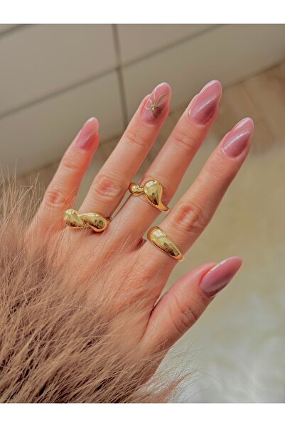 YOUES JEWELRY طقم خواتم نسائية من الفولاذ مكون من 3 قطع